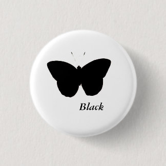 Zwarte vlinder ronde button 3,2 cm