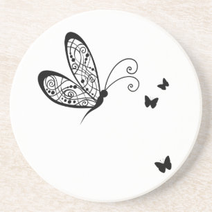 Zwarte Vlinders 1 van het Kant Zandsteen Onderzetter