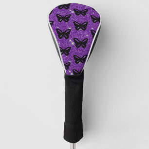 Zwarte Vlinders Paarse Glitters Vliegen Insect Die Golfheadcover