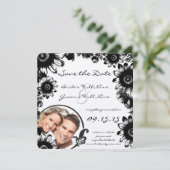 Zwarte Vloerbruiloft sparen de Datum Kaart (Staand voorkant)