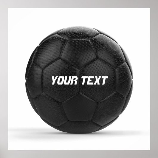 Zwarte Voetbal Persoonlijke Tekst Poster (Voorkant)