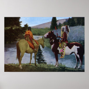 Zwarte voeten Indianen op Horseback Poster