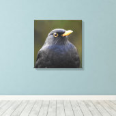 Zwarte vogel canvas afdruk (Insitu (Houten vloer))