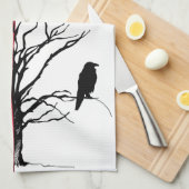 Zwarte vogel de Raven Theedoek (Quarter Fold)
