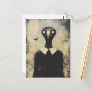 Zwarte Vogel in een Zwarte Jurk Horror Fantasy Briefkaart