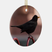 Zwarte vogel keramisch ornament (Rechts)
