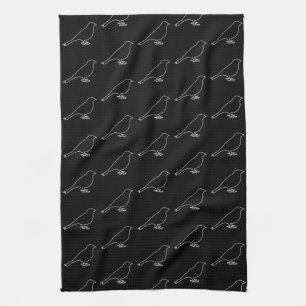 Zwarte vogel - keukenhanddoek 16 x 24 inch