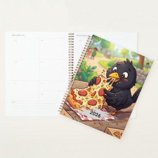 Zwarte Vogel Kraai Raaf Eet Pizza | Personaliseer Planner