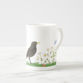 Zwarte vogel porselein kop (Voorkant rechts)