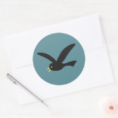 Zwarte vogel ronde sticker (Envelop)
