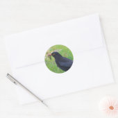 Zwarte vogel ronde sticker (Envelop)