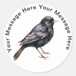 Zwarte vogel ronde sticker