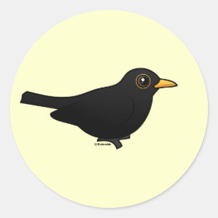 Zwarte vogel ronde sticker