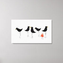 Zwarte-Vogelbezoeker, witte achtergrond Canvas Afdruk