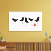 Zwarte-Vogelbezoeker, witte achtergrond Canvas Afdruk (Insitu (Woonkamer))