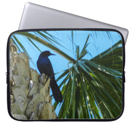 Zwarte vogelboom laptop sleeve