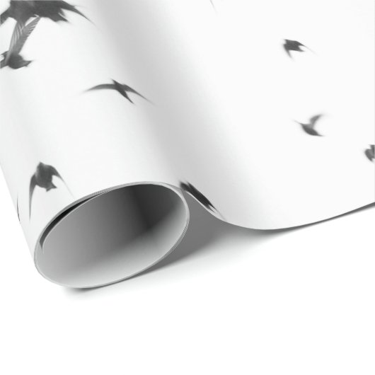 ZWARTE VOGELS DIE OP SKY VLIEGEN CADEAUPAPIER (Rol Hoek)