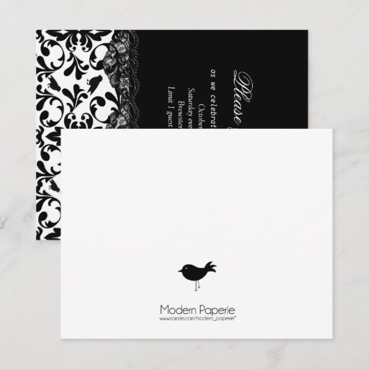 Zwarte vogels en koningsuitnodiging kaart (Voorkant / Achterkant)