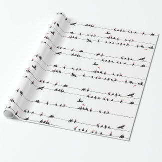 Zwarte vogels op de draden cadeaupapier