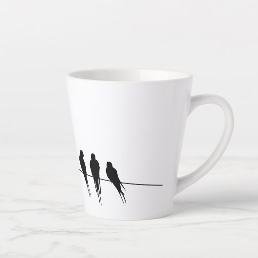 Zwarte vogels op een Wire Night Latte Mok (Rechts)
