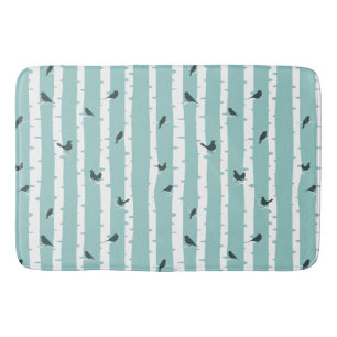 Zwarte vogels op White Birch Trees Pattern Bathmat Badmat