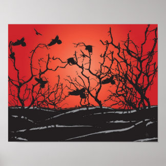 Zwarte vogels poster