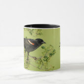 zwarte vogelzwarte achtergrond mok (Midden)