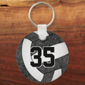 zwarte volleybal sleutelhanger school mascot naam (Voorkant)