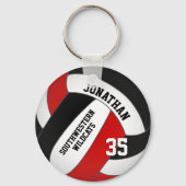 zwarte volleybalspeler en teamnaam sleutelhanger (Achterkant)