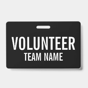 Zwarte Volunteer Badge met de Naam van het Team va