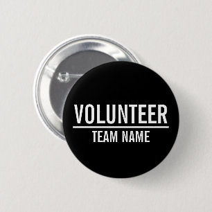 Zwarte Volunteer Badge met de Naam van het Team va Ronde Button 5,7 Cm
