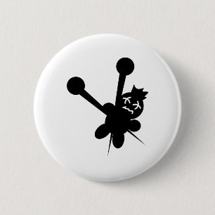 zwarte voodoo doll naalden martelen ronde button 5,7 cm