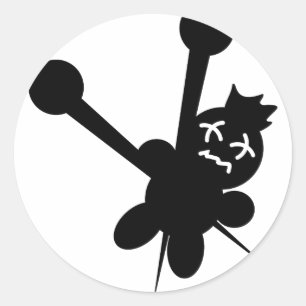 zwarte voodoo doll naalden martelen ronde sticker