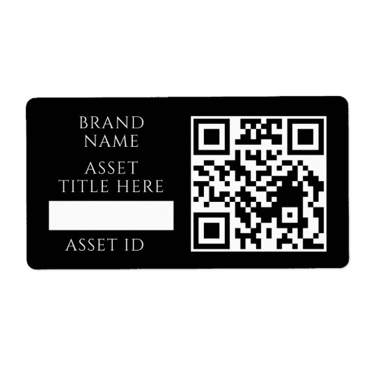 Zwarte Voorraad QR | Aangepaste Zakelijke Productc Etiket (Voorkant)