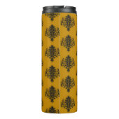 Zwarte vouw op mosterdgeel patroon thermosbeker (Achterkant)