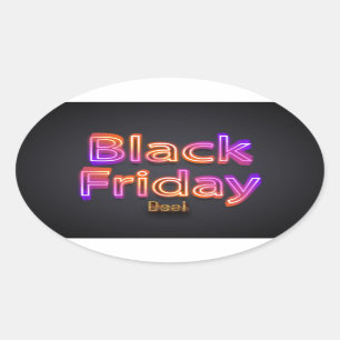 Zwarte Vrijdag Overeenkomst (neon/goud) Ovale Sticker