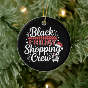 Zwarte Vrijdag Winkel Crew Kerst Santa Hoed Keramisch Ornament