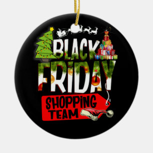 Zwarte Vrijdagshopping Team met kerstrendier Keramisch Ornament