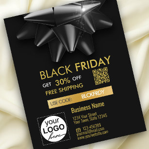 Zwarte vrijdagverkoop Noble Bow QR Code Korting br Flyer