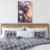 Zwarte Vrouw Bloemtuin Canvas Afdruk (Insitu (Slaapkamer))