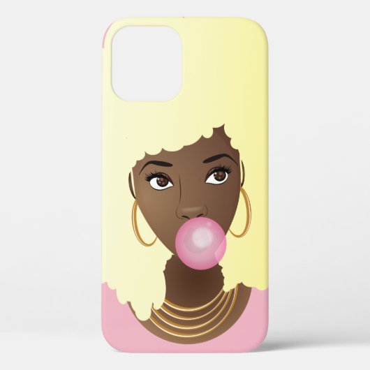 Zwarte Vrouw, Blond Afro, Popping Pink Bubblegum Case-Mate iPhone Case (Achterkant)