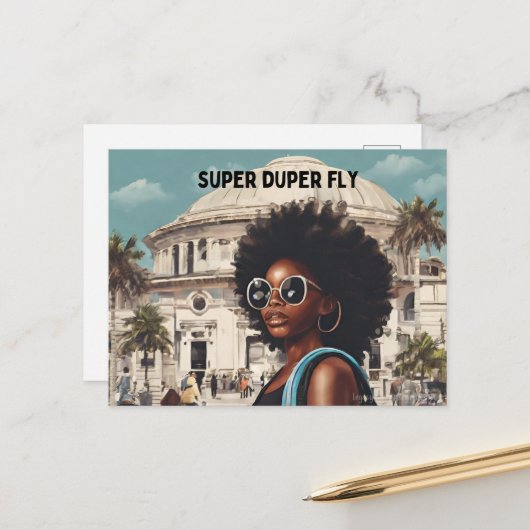 Zwarte vrouw briefkaart (Voorkant / Achterkant in situ)