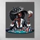 Zwarte vrouw Gambling Casino Kaarten Poker Chips A Poster (Voorkant)