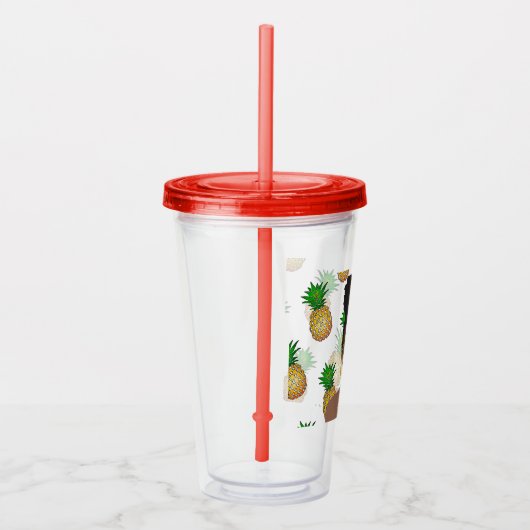 Zwarte vrouw, gouden tinten, ananas patroon acryl drinkbeker (Rechts)
