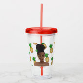 Zwarte vrouw, gouden tinten, ananas patroon acryl drinkbeker (Voorkant)