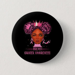 Zwarte vrouw in oktober Draag roze borstkanker Ronde Button 5,7 Cm