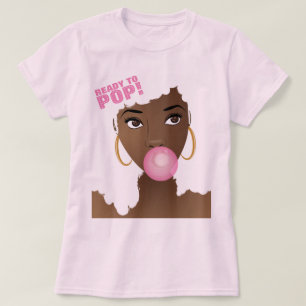 Zwarte Vrouw, klaar voor Pop, BubblegumBaby shower T-shirt