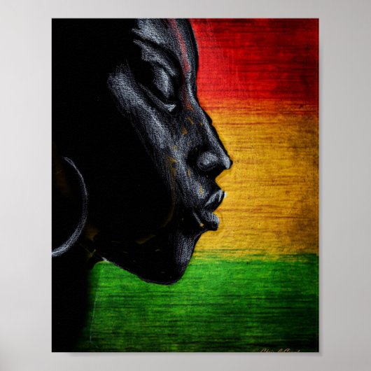Zwarte vrouw kunst met Afrocentrische kleuren Poster (Voorkant)