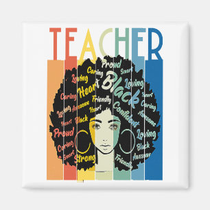 Zwarte vrouw leraar Afro Retro Cool Zwarte Geschie Magneet