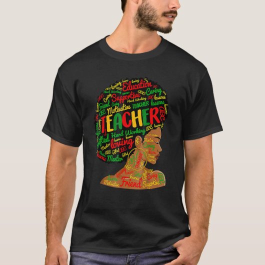 Zwarte vrouw leraar Afro Retro Matching Black Hist T-shirt (Voorkant)